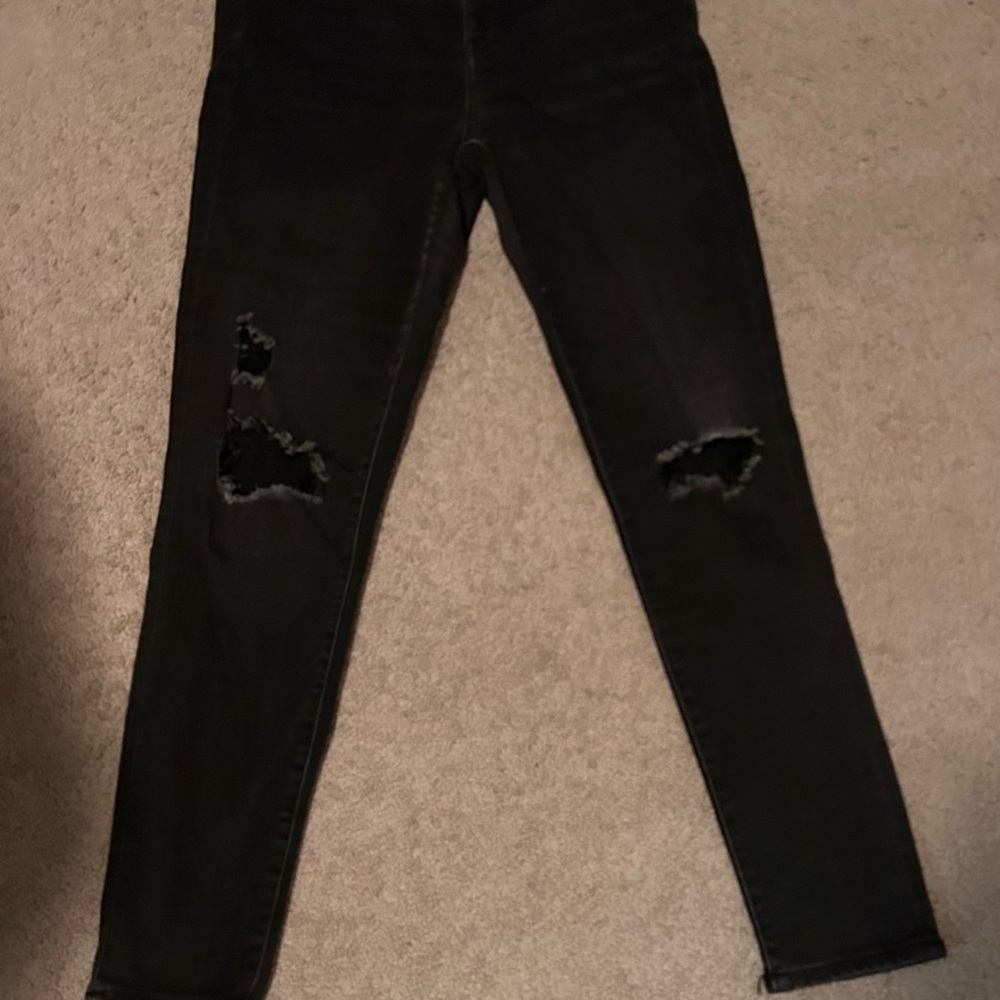 American Eagle Outfitters Black Distressed Skinny Jeans